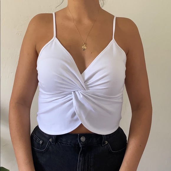 Zara white knotted crop top - Picture 2 of 3